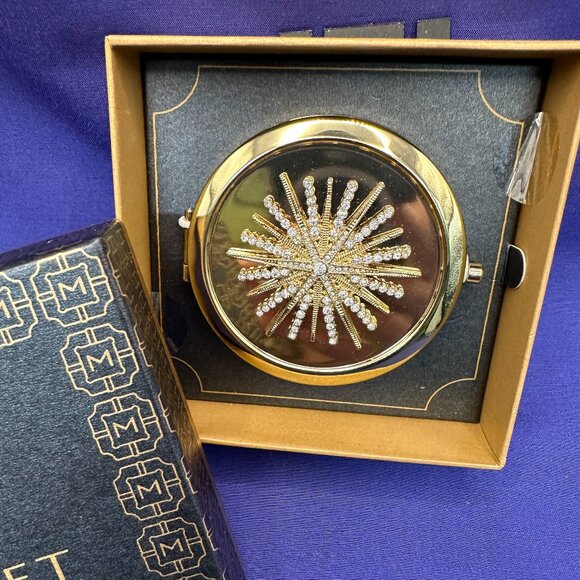 Monet Compact Mirror w/ Jeweled Starburst Design. New in Box - Picture 8 of 11